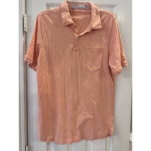 Criquet Polo Shirt Mens Med Peach Orange Short Sleeve Pocket Performance Golf